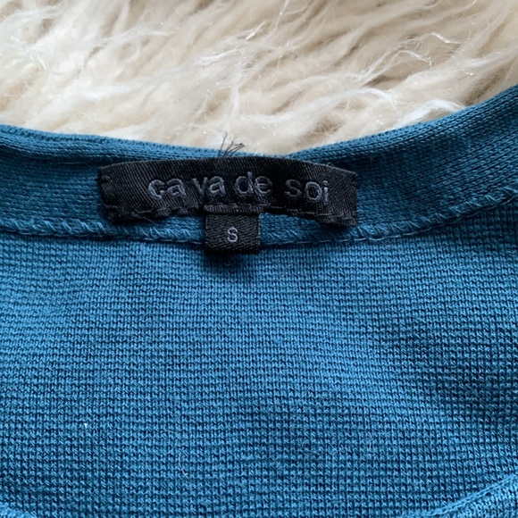 Deep green-blue a-line knit dress, small - Picture 2 of 4